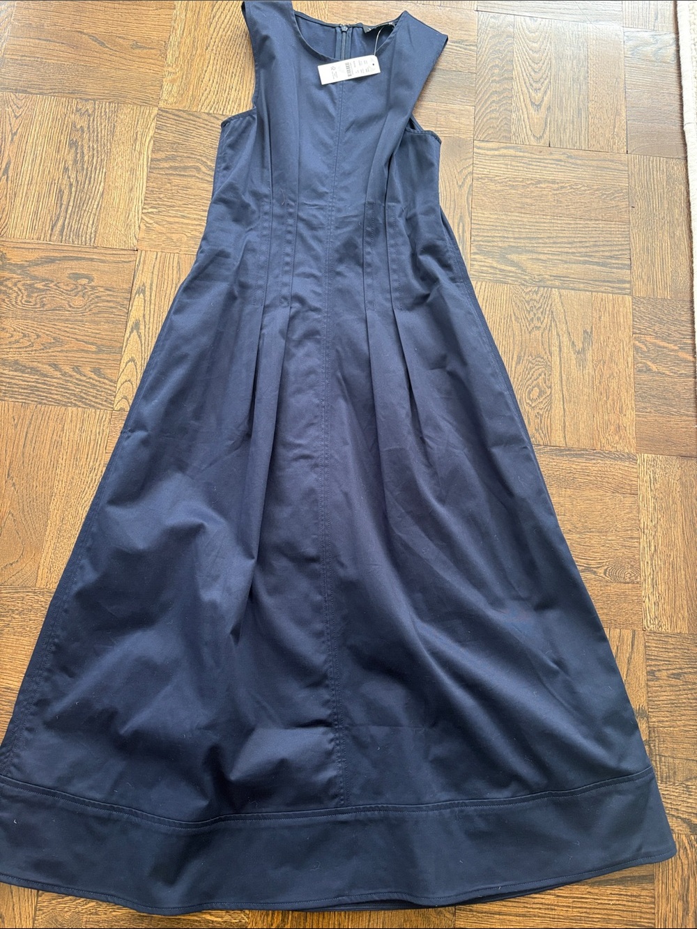J. Crew Navy Pintuck midi dress in stretch twill